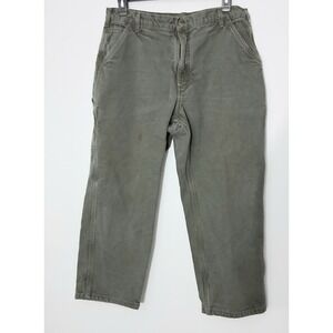 Carhartt Pants Men's Size 38 X 30 Olive Green B11 MOS Plaid Lined Pockets Preown